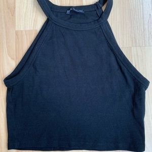 Zara cropped black high neck top
